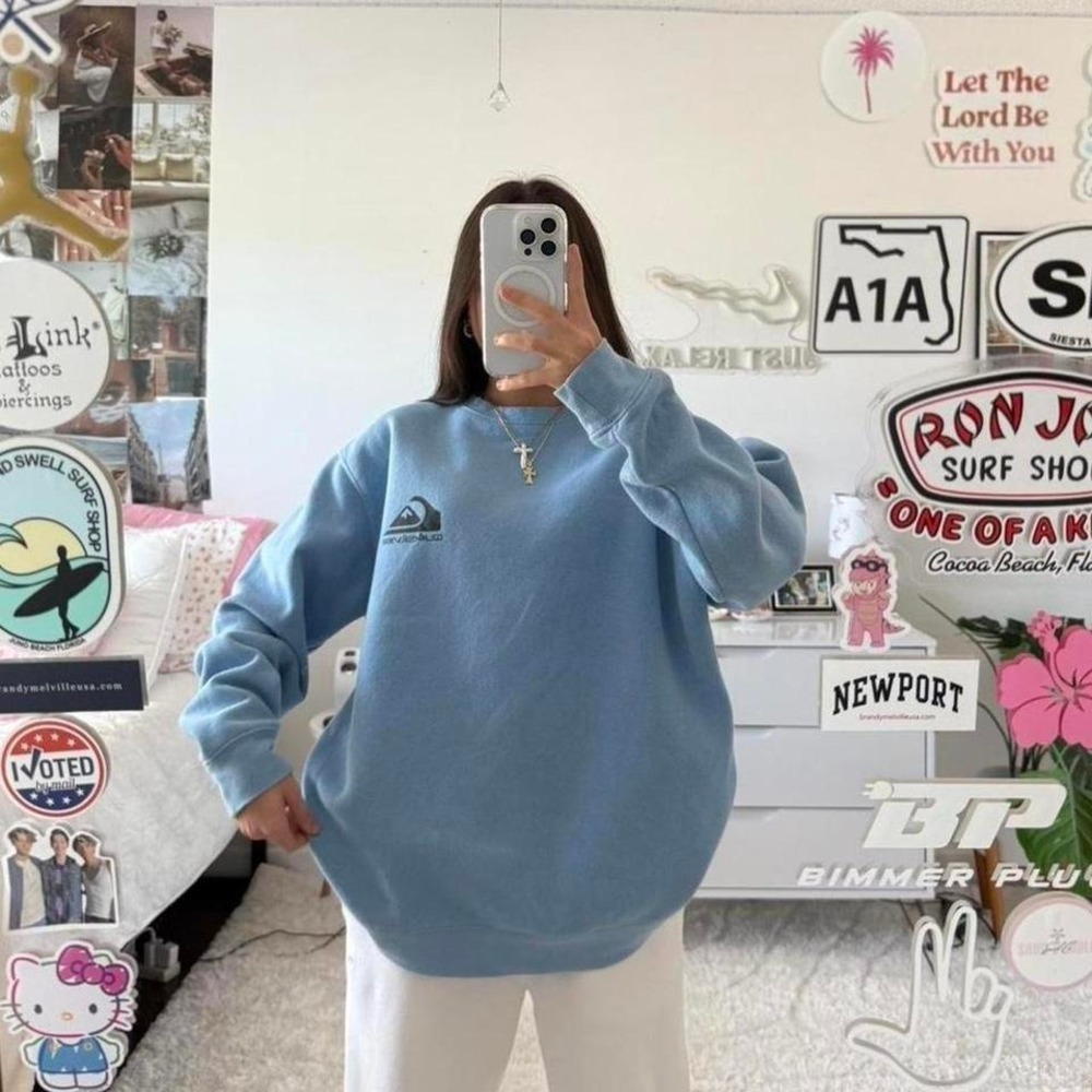 Y2K Quiksilver surf dusty blue sweatshirt crewneck